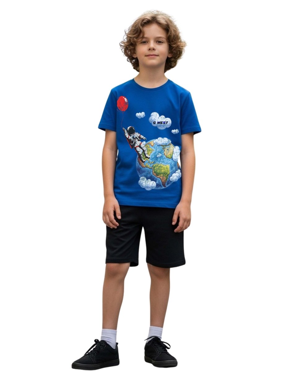 G West Kids Balloon Earth Royal T-Shirt Mens - G West