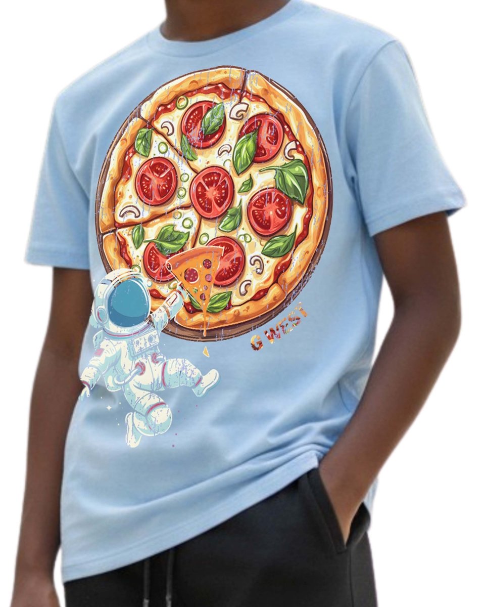 G West Kids Space Pizza Black Tee - Dtpbasty9067 - G West