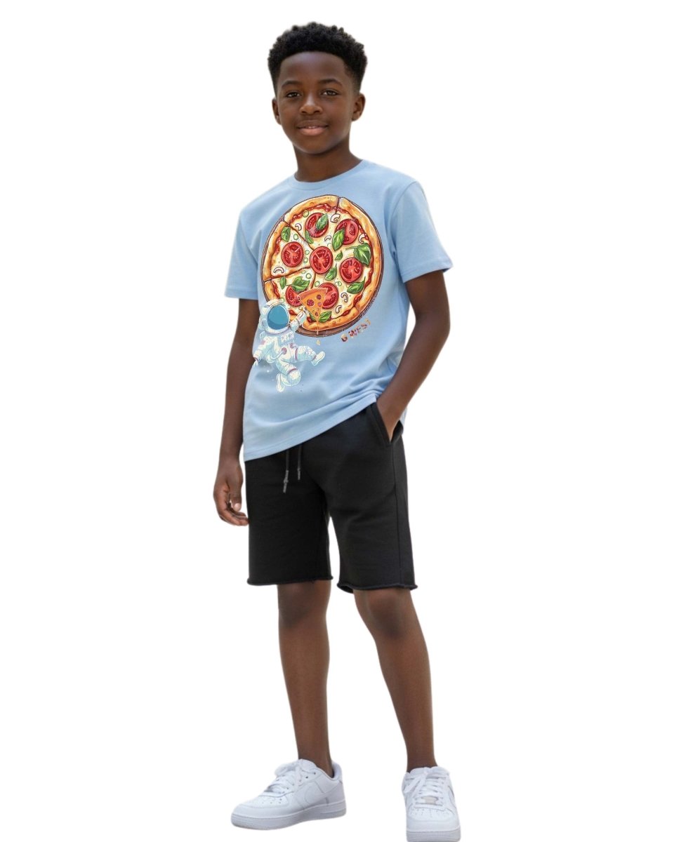 G West Kids Space Pizza Black Tee - Dtpbasty9067 - G West