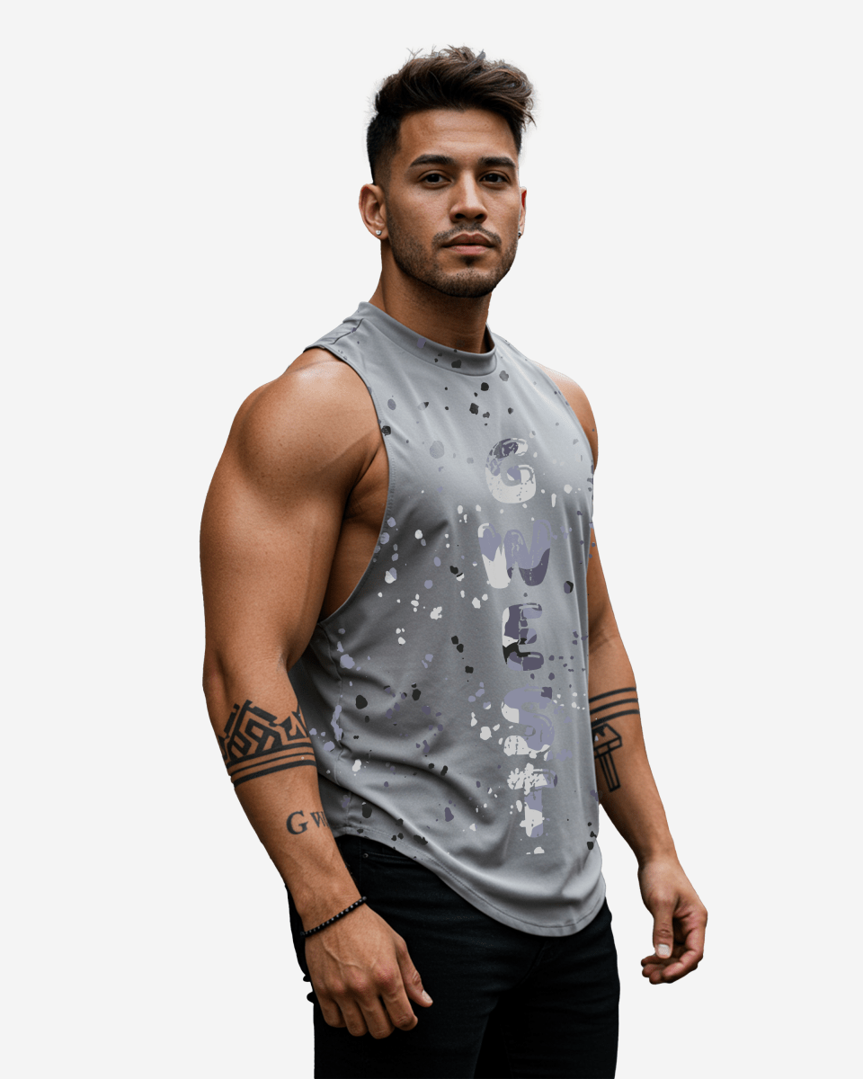 G WEST LOGO ARMY GREY SPLATTRE GREY TANKS - G West