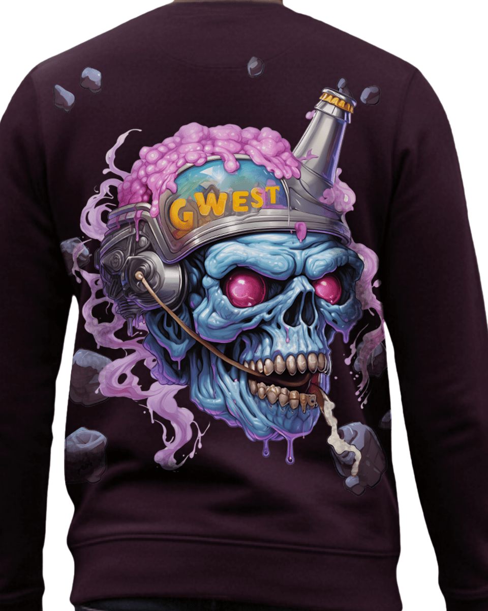 G West Men's Beer Helmet Zombie Heavy Premium Crewneck - G West