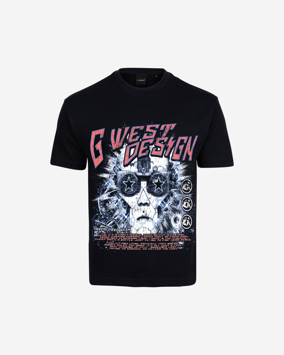 G West Mens Chasing Dreams Premium Oversized Tee Front And Back Print - G West