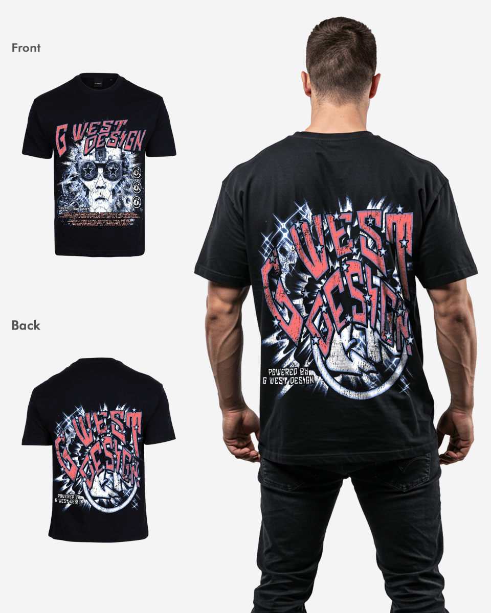 G West Mens Chasing Dreams Premium Oversized Tee Front And Back Print - G West