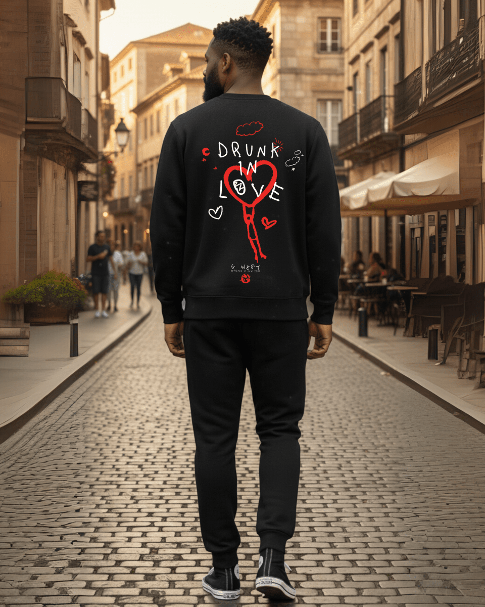 G West Men's Drunk In Love Heavy Premium Crewneck - G West