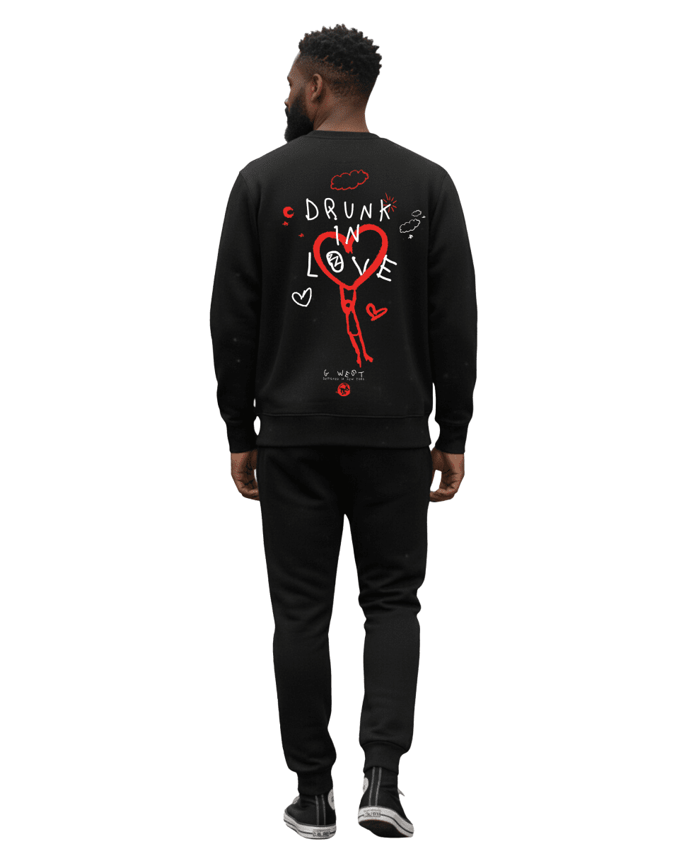 G West Men's Drunk In Love Heavy Premium Crewneck - G West