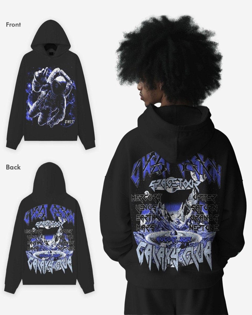 G West Mens Galaxy Acid Wash Hoodie - G West