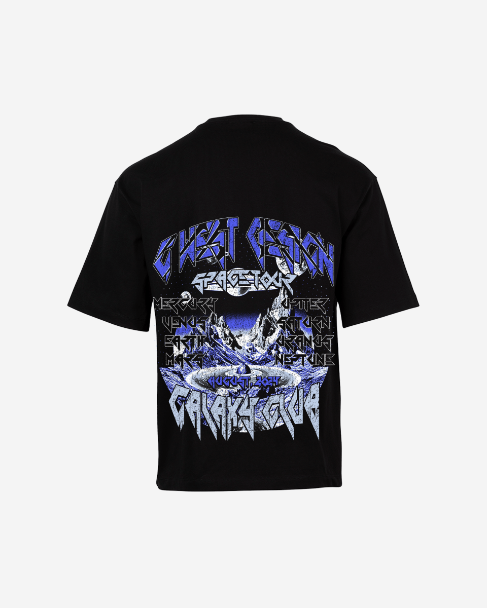 G West Mens Galaxy Premium Oversized Tee Front And Back Print - G West