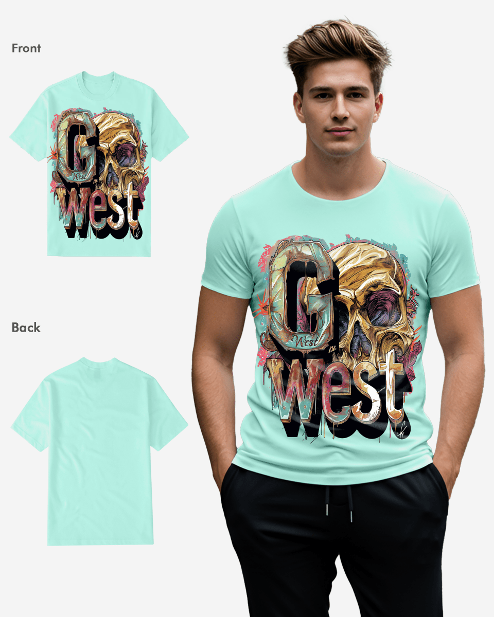 G West Mens Multicolor Skull Tee - G West