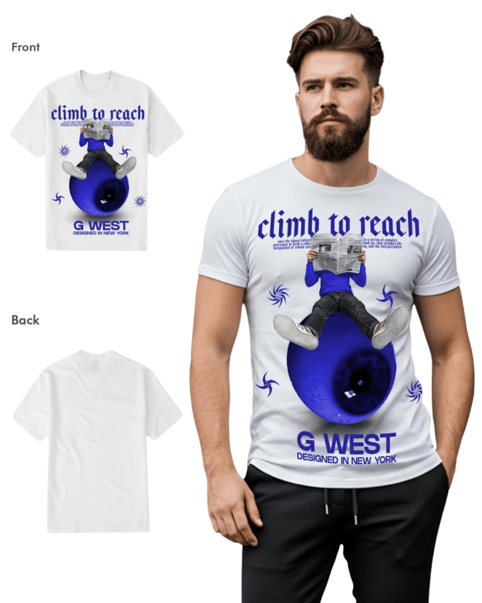 G West Mens News Paper Light Blue Tee - G West