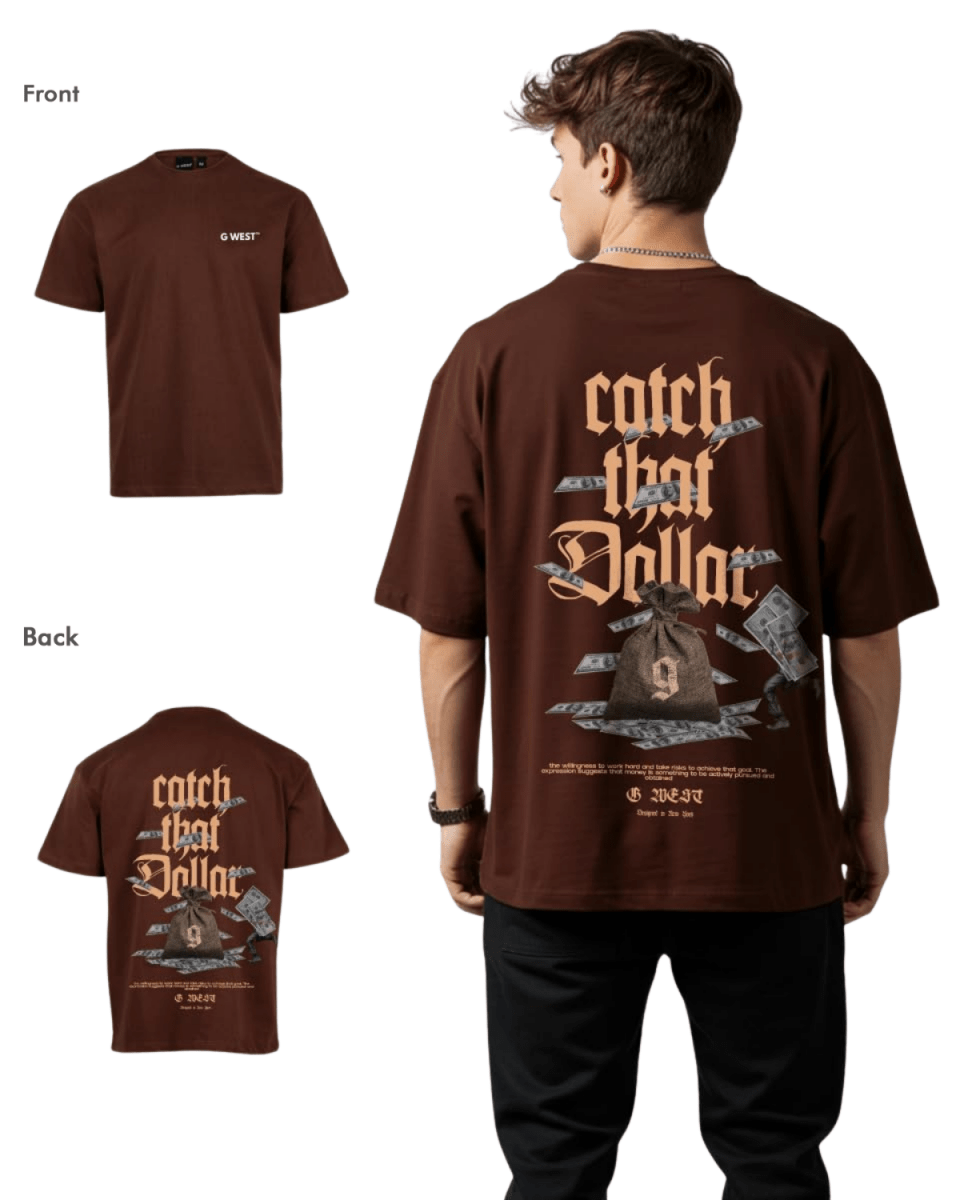 G West Mens Oversized Catch That Dollar Life Stlye Tee - G West