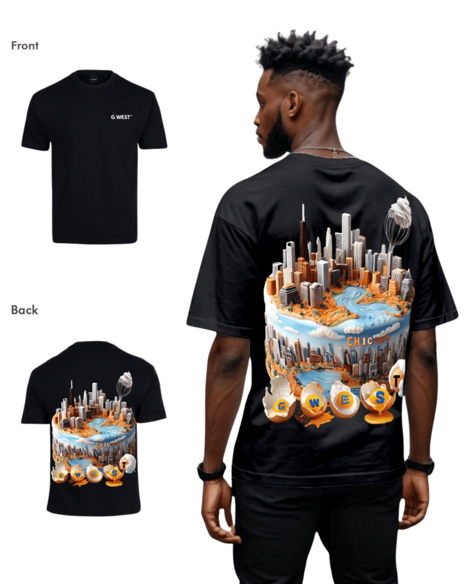 G West Mens Oversized Chicago Cake Tee - G West