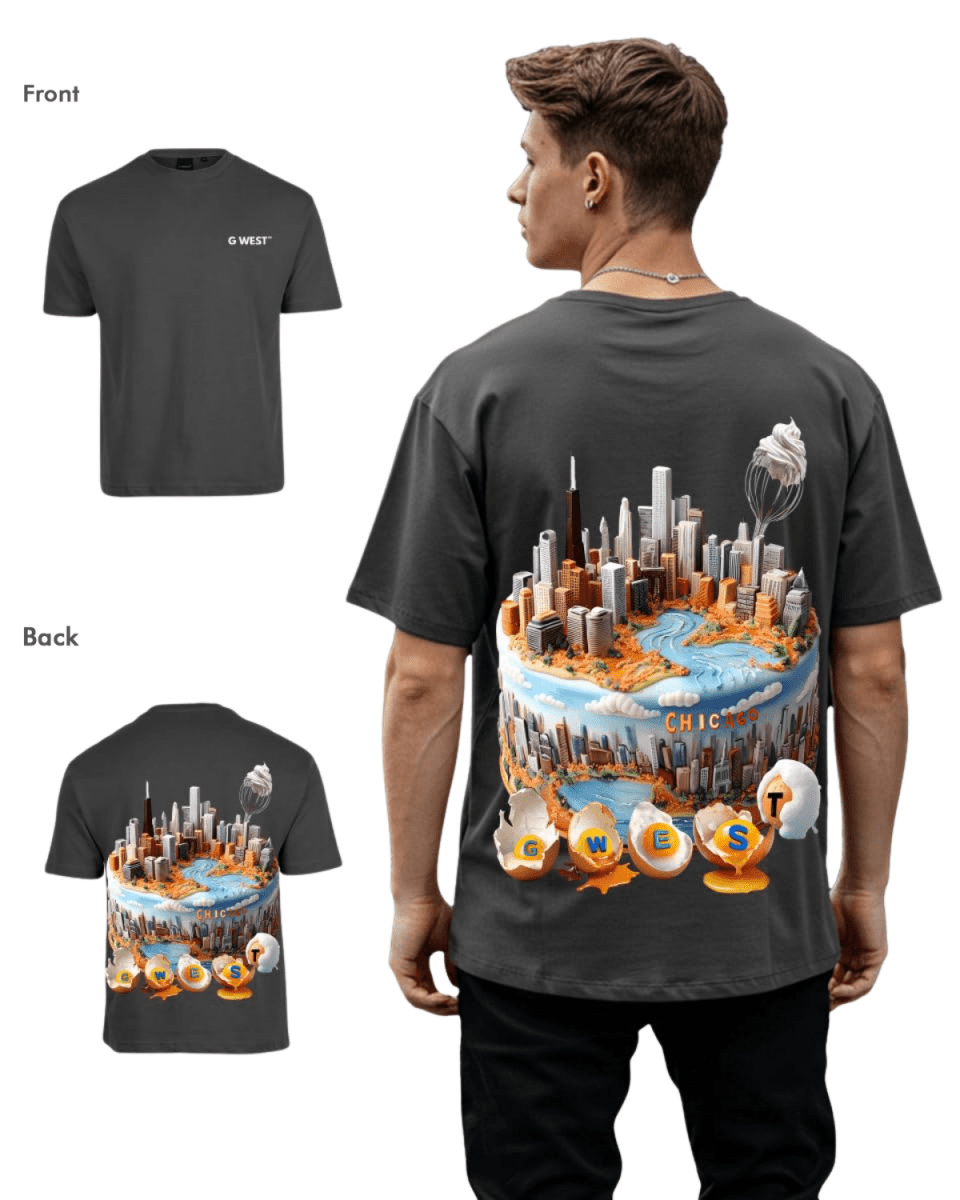 G West Mens Oversized Chicago Cake Tee - G West