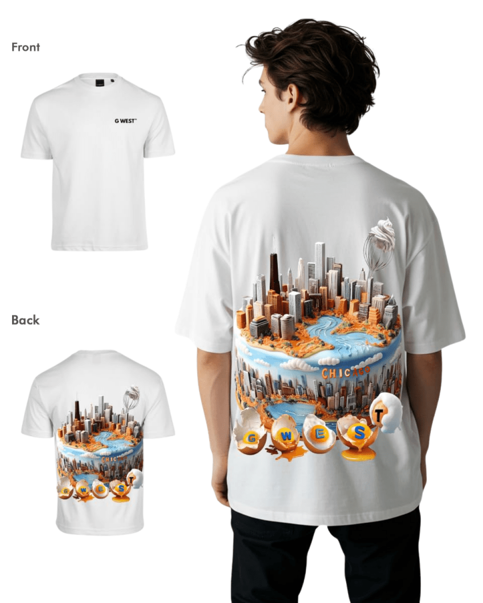 G West Mens Oversized Chicago Cake Tee - G West