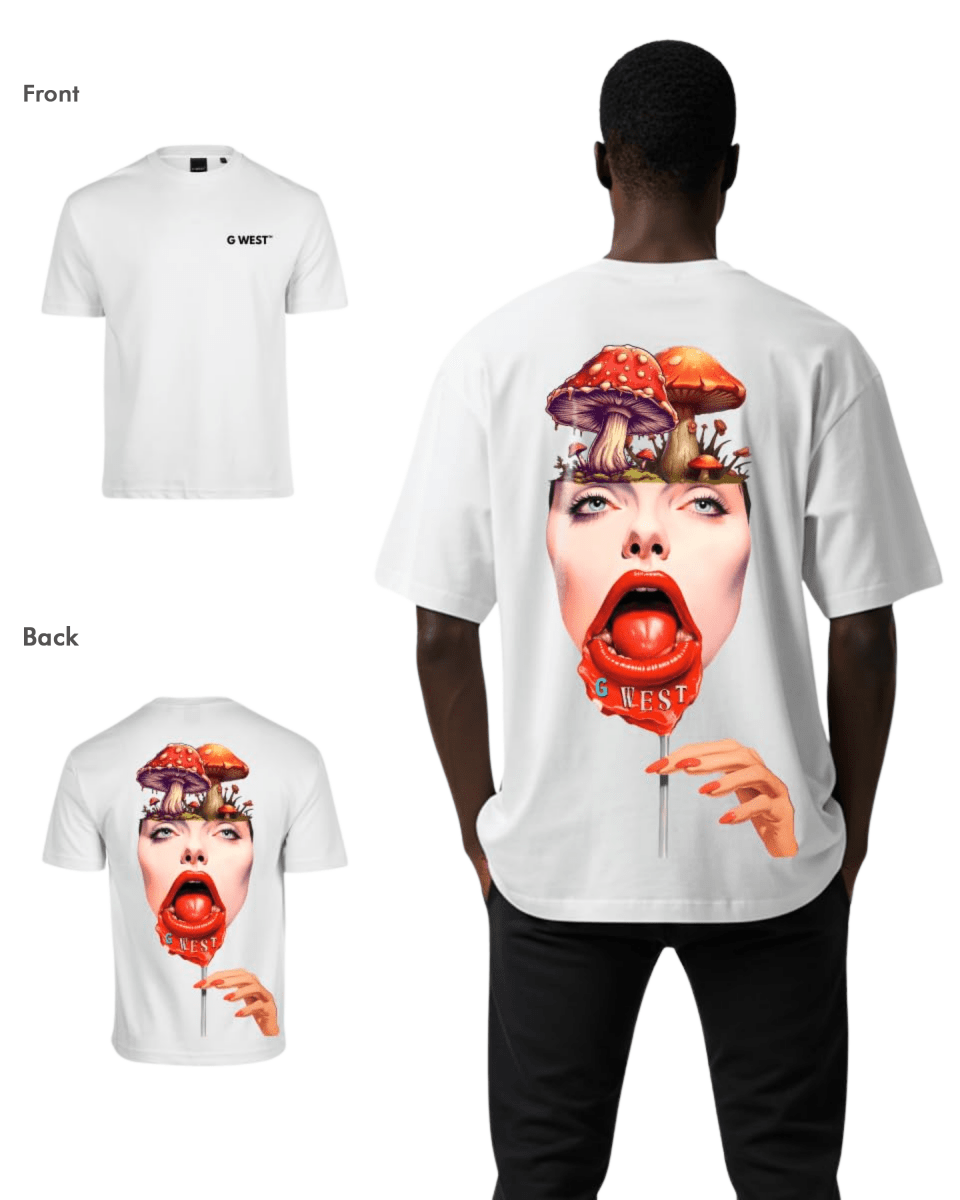 G West Mens Oversized Lollipop Mushroom Oversized Tee - G West