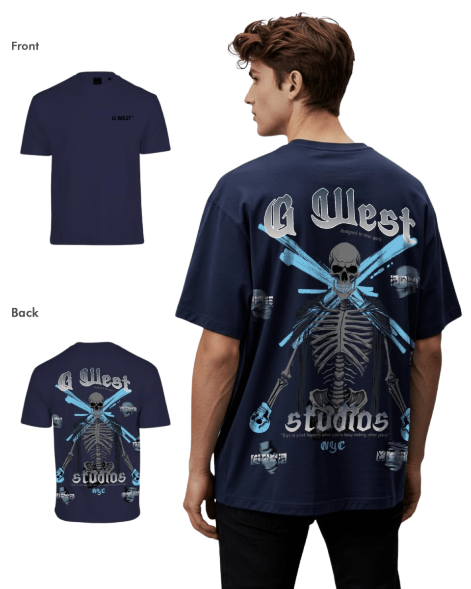 G West Mens Oversized Skull Tee - G West