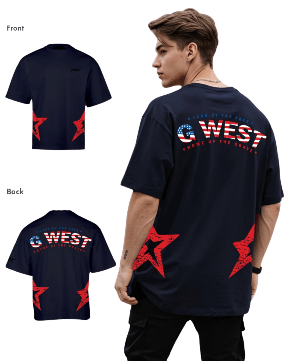 G West Mens Oversized Usa Flag Arch Logo Tee - G West