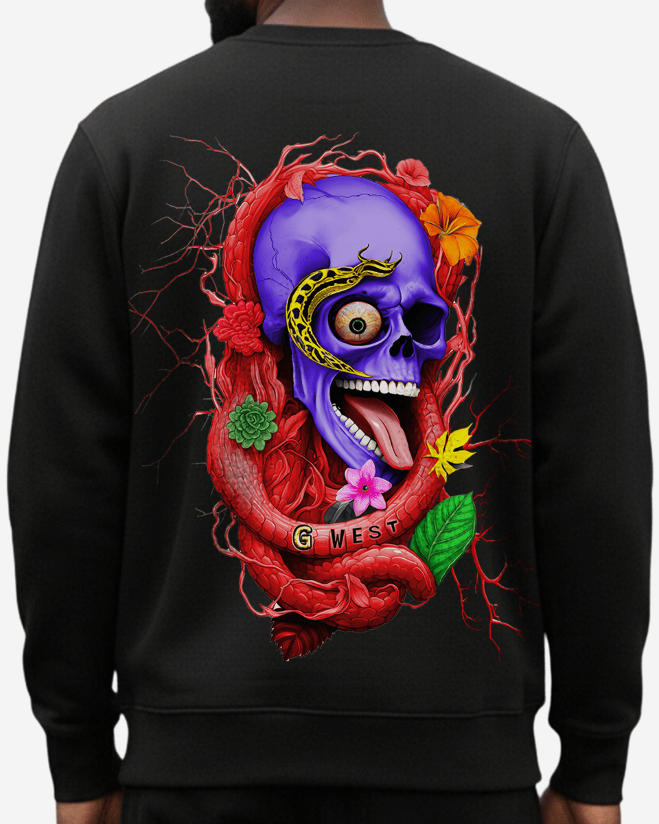 G West Men's Rose Skull Heavy Premium Crewneck - G West