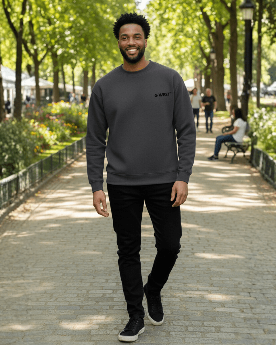 G West Men's Rose Skull Heavy Premium Crewneck - G West