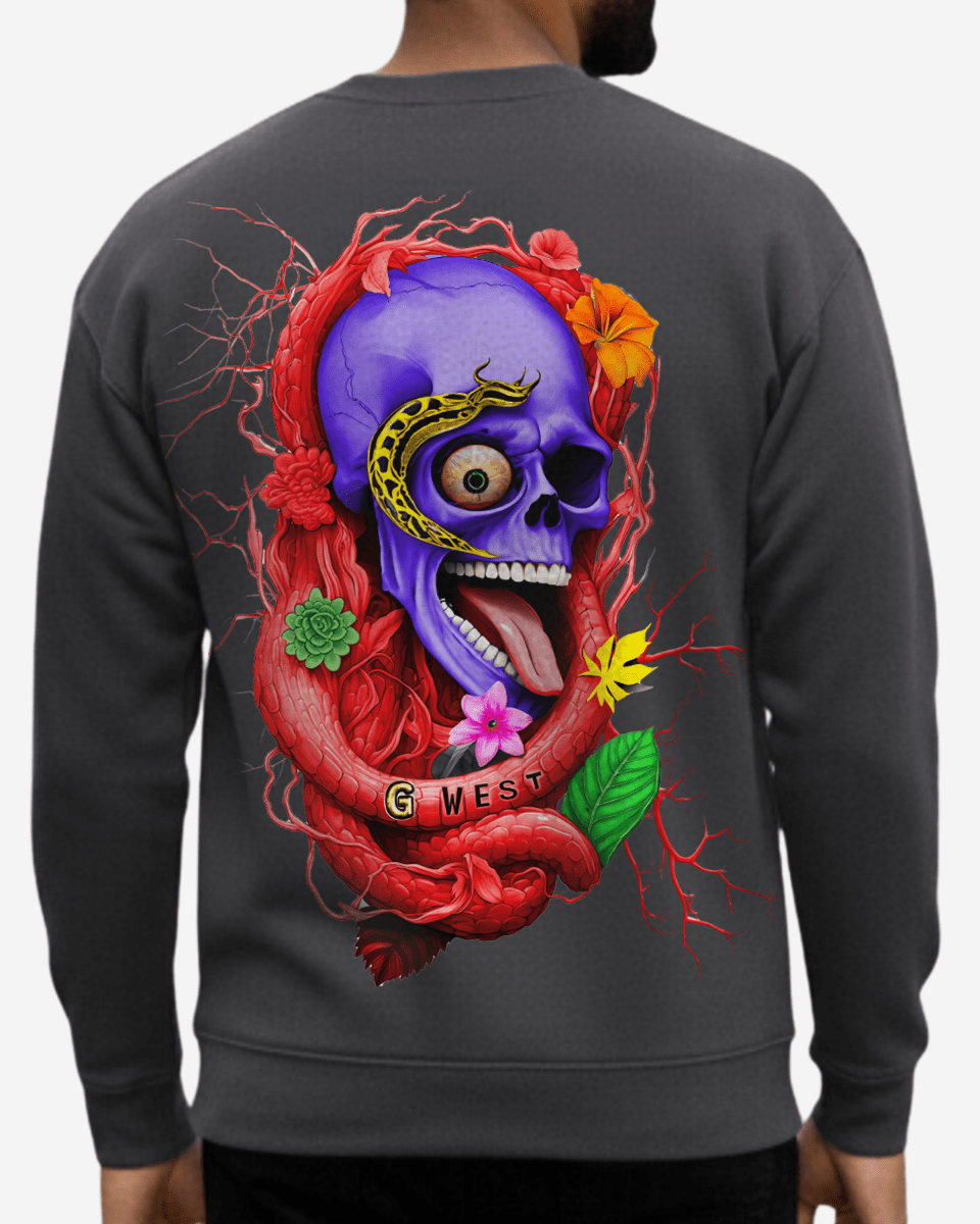 G West Men's Rose Skull Heavy Premium Crewneck - G West