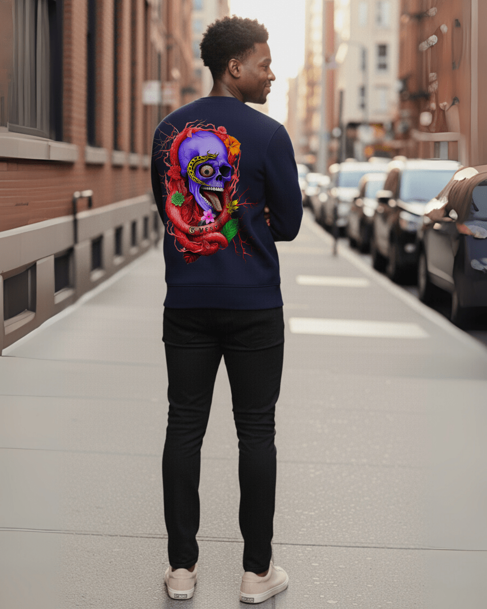 G West Men's Rose Skull Heavy Premium Crewneck - G West