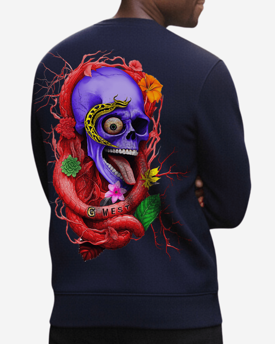 G West Men's Rose Skull Heavy Premium Crewneck - G West