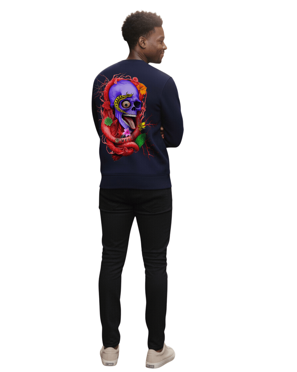 G West Men's Rose Skull Heavy Premium Crewneck - G West