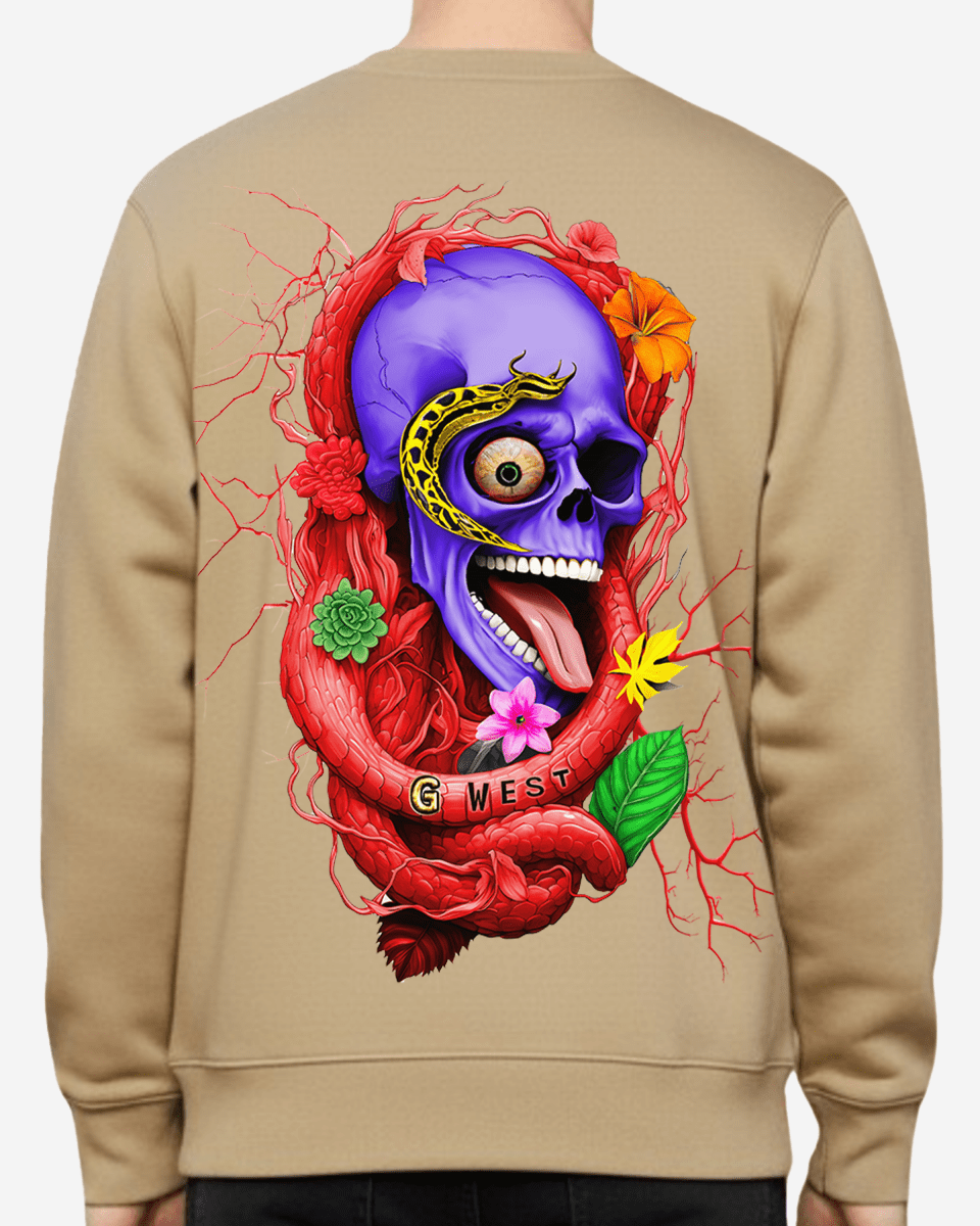 G West Men's Rose Skull Heavy Premium Crewneck - G West