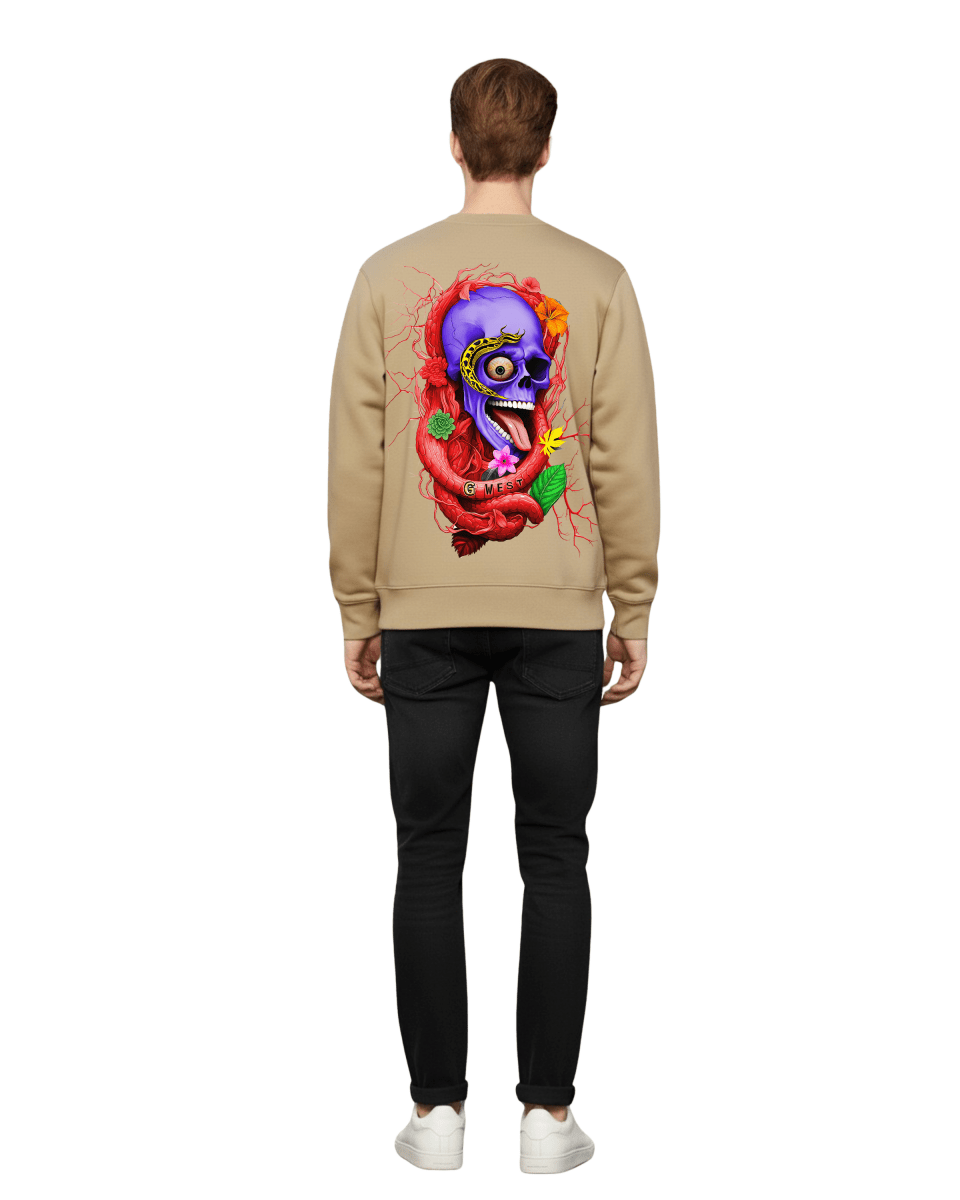 G West Men's Rose Skull Heavy Premium Crewneck - G West