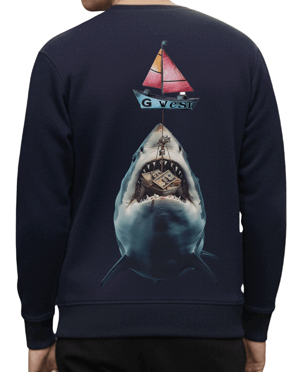 G West Mens Shark Bait Heavy Premium Crewneck - G West
