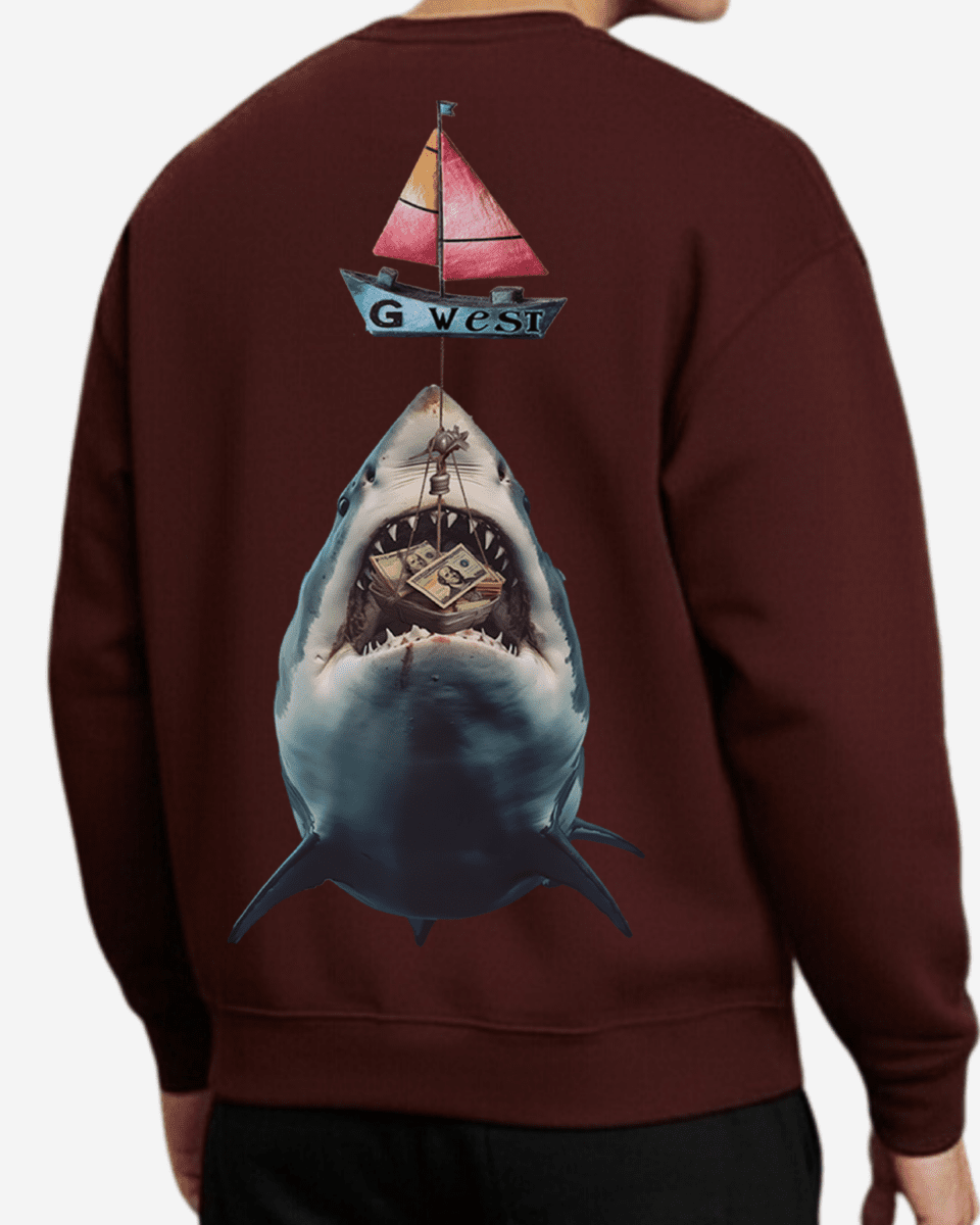 G West Mens Shark Bait Heavy Premium Crewneck - G West