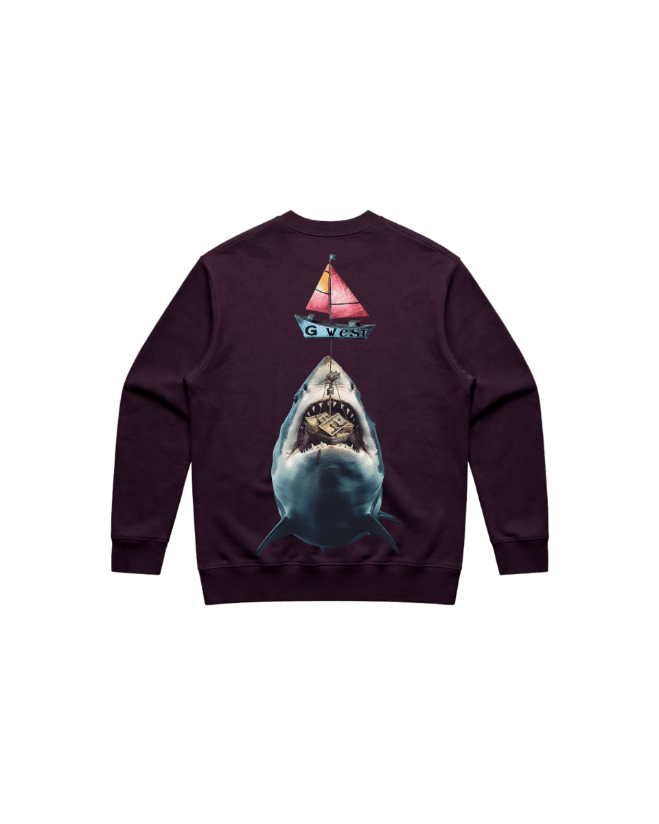 G West Mens Shark Bait Heavy Premium Crewneck - G West