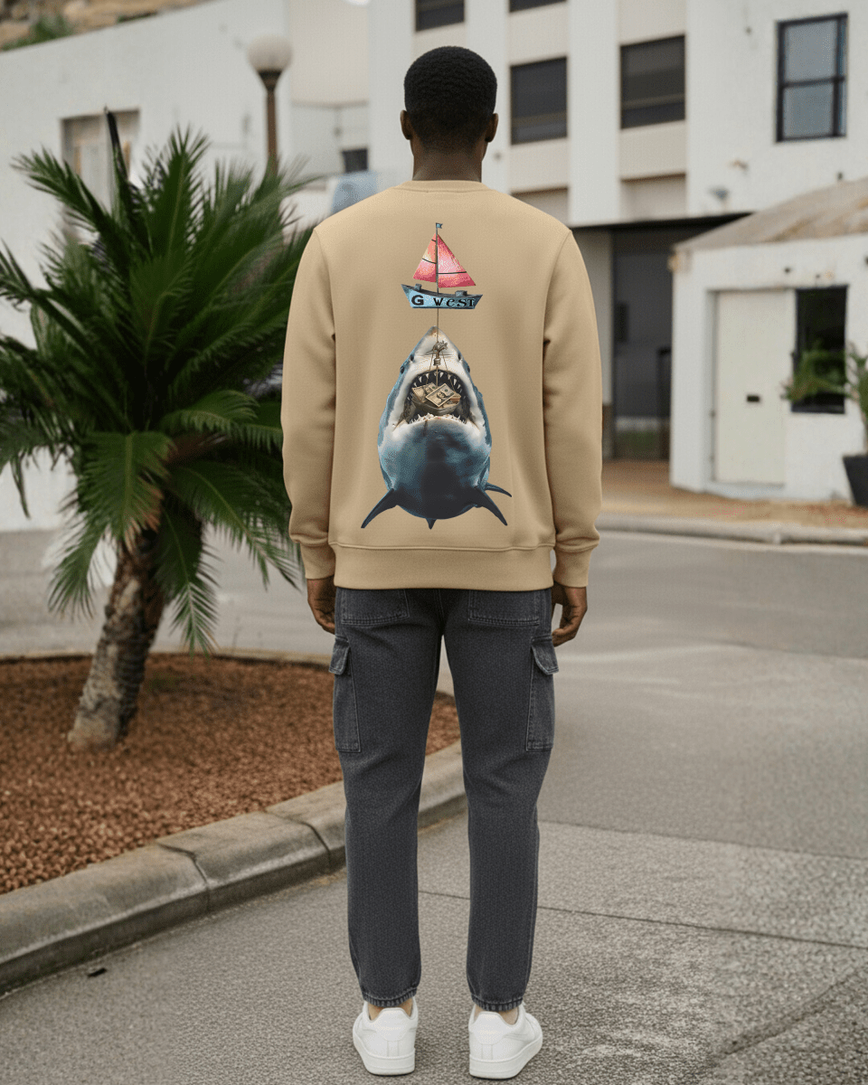 G West Mens Shark Bait Heavy Premium Crewneck - G West