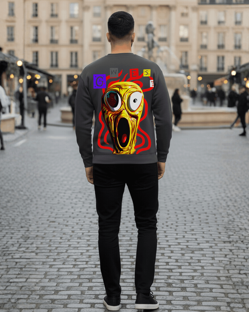 G West Men's Yellow Face Heavy Premium Crewneck - G West