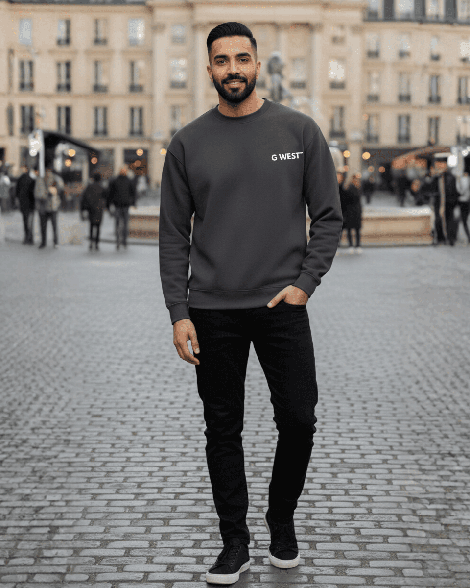 G West Men's Yellow Face Heavy Premium Crewneck - G West