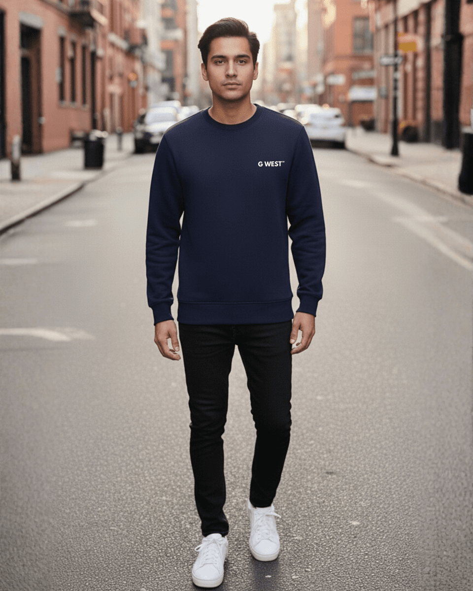 G West Men's Yellow Face Heavy Premium Crewneck - G West