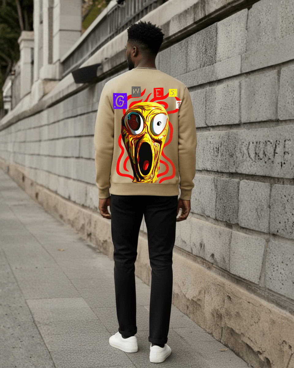 G West Men's Yellow Face Heavy Premium Crewneck - G West