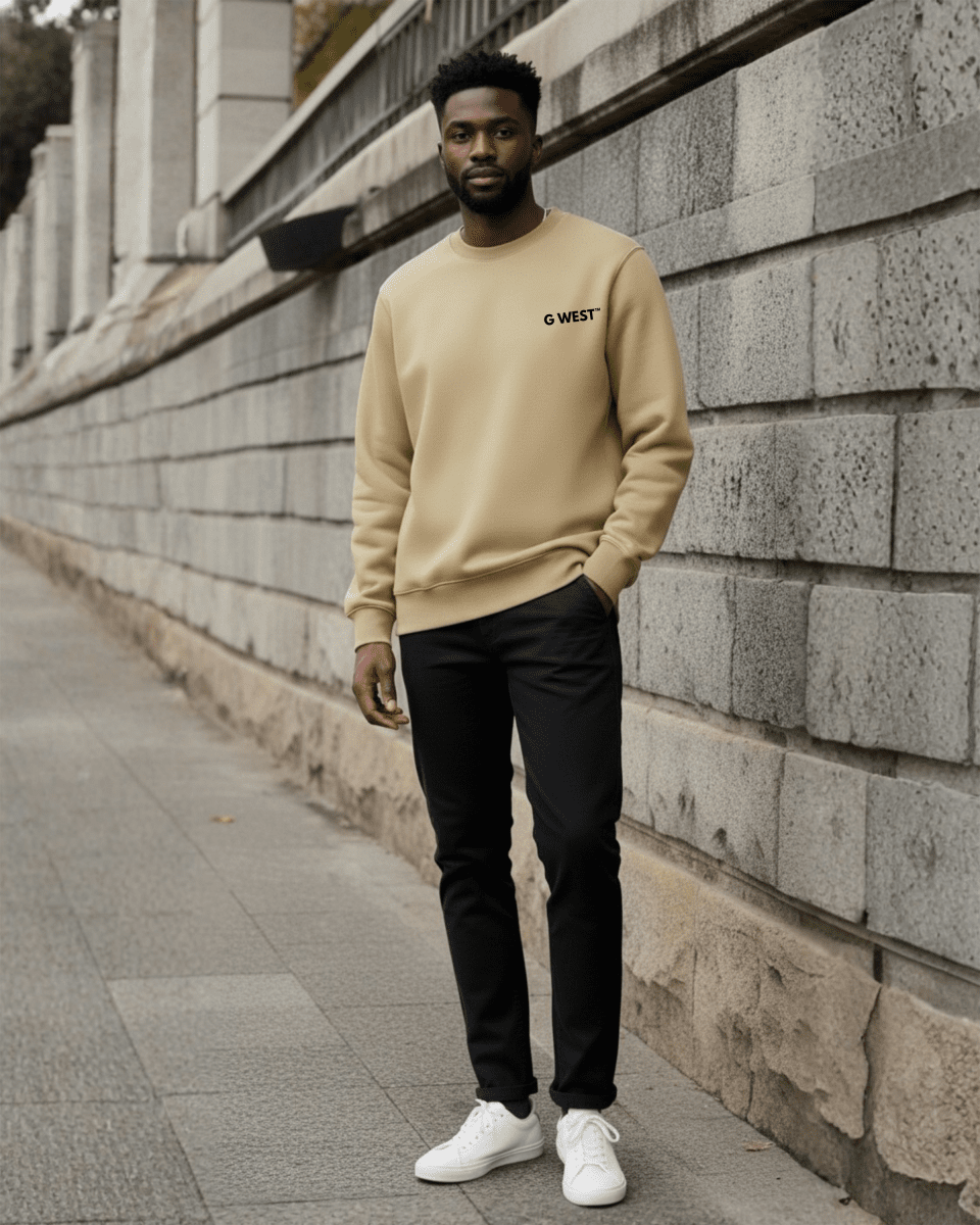 G West Men's Yellow Face Heavy Premium Crewneck - G West