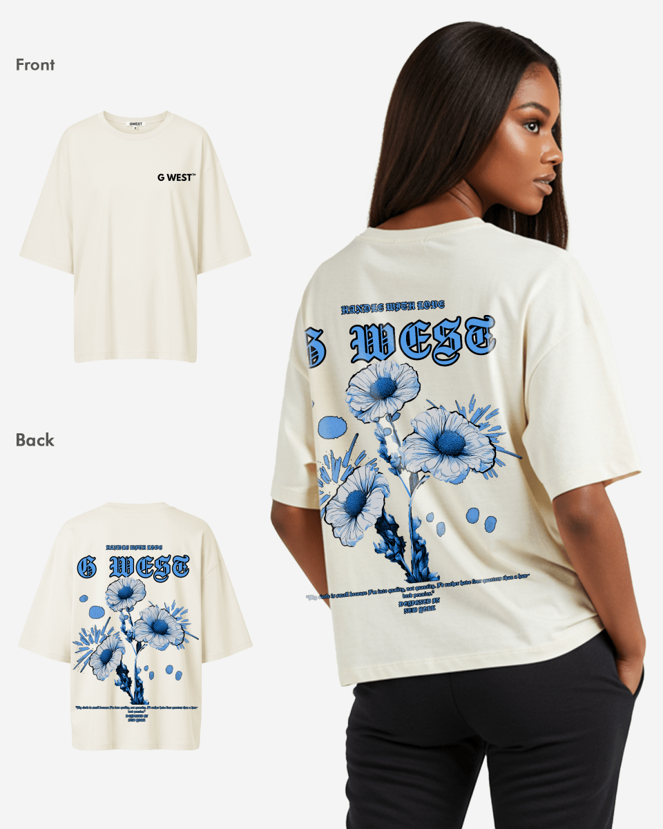 G West Oversized Blue Garden Tee - WOMEN - G West