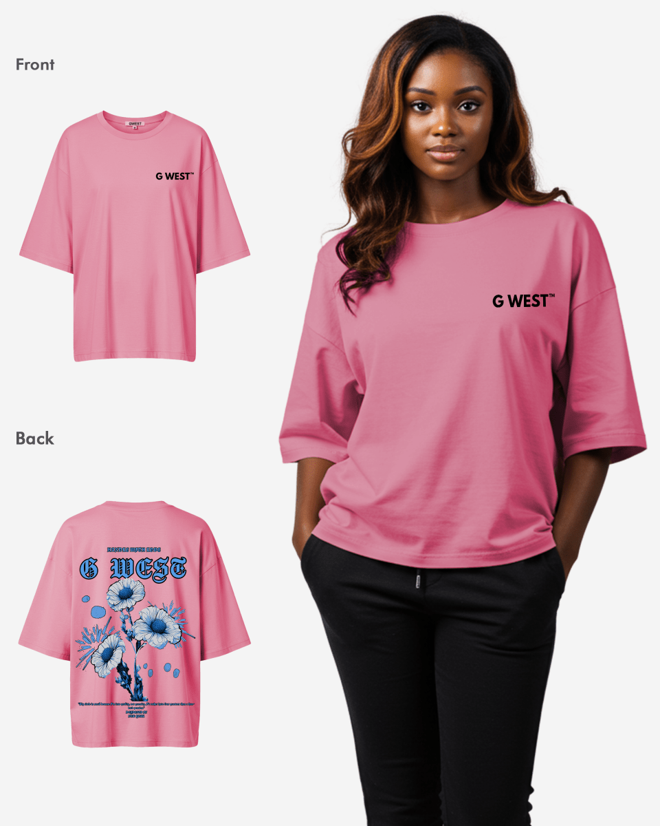 G West Oversized Blue Garden Tee - WOMEN - G West