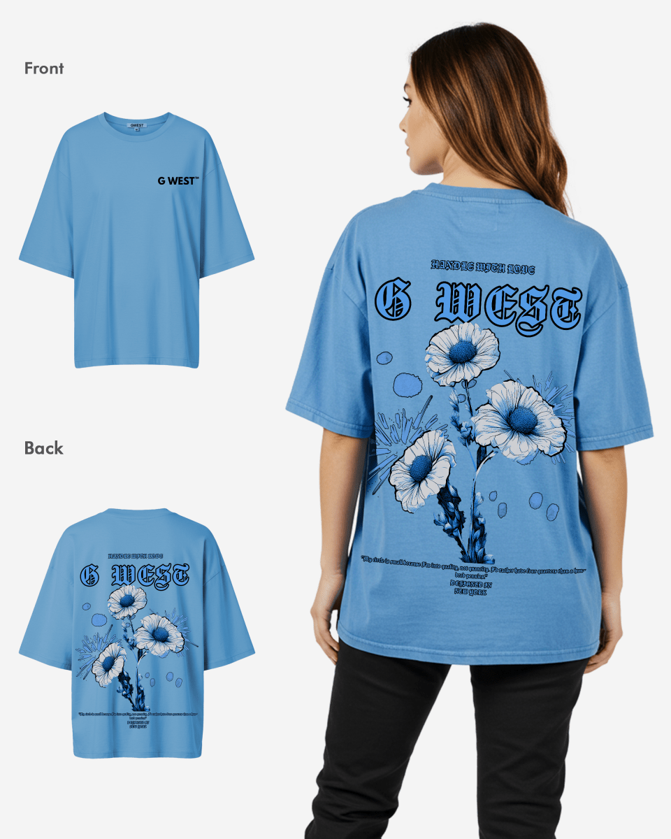 G West Oversized Blue Garden Tee - WOMEN - G West