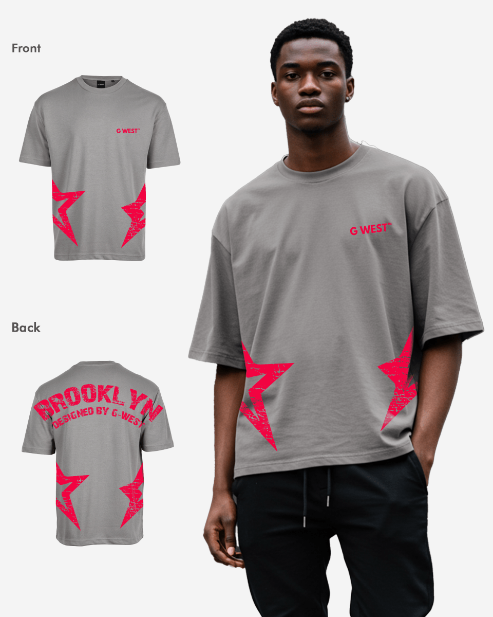 G West Oversized Brooklyn Arch Logo Tee Gwdtfl9052 - 4 Colors - G West