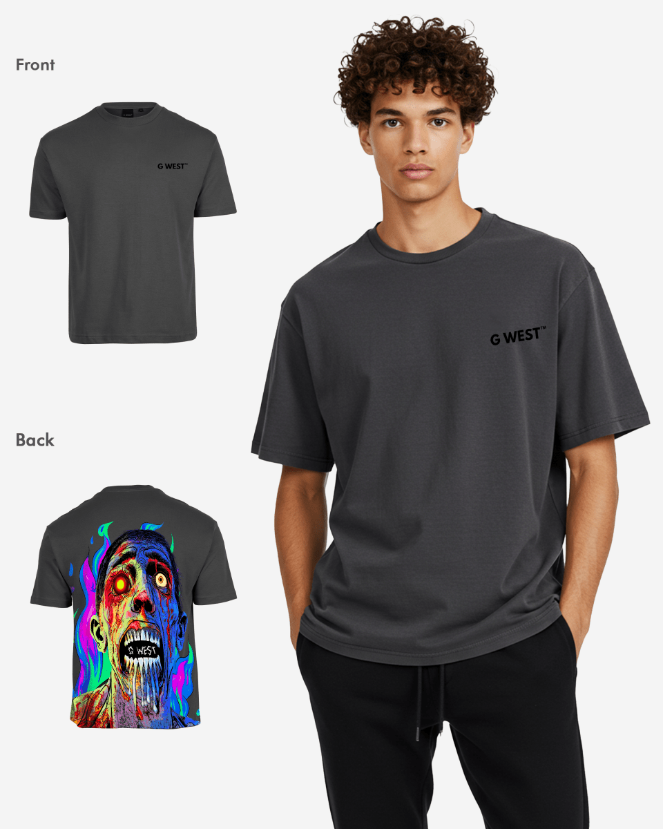 G West Oversized Flaming Zombie Tee - G West