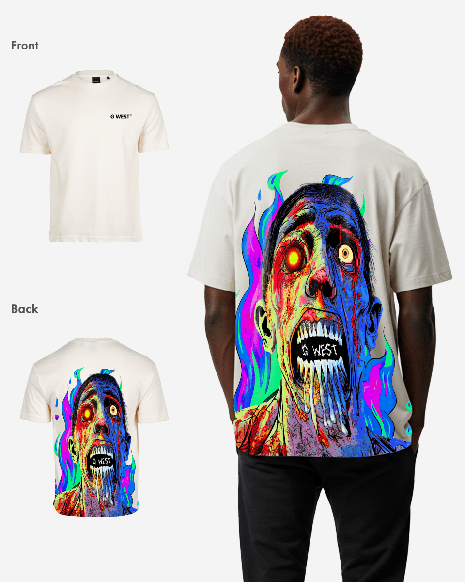 G West Oversized Flaming Zombie Tee - G West