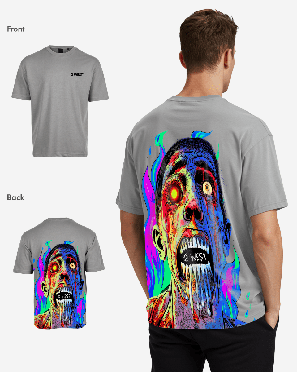 G West Oversized Flaming Zombie Tee - G West