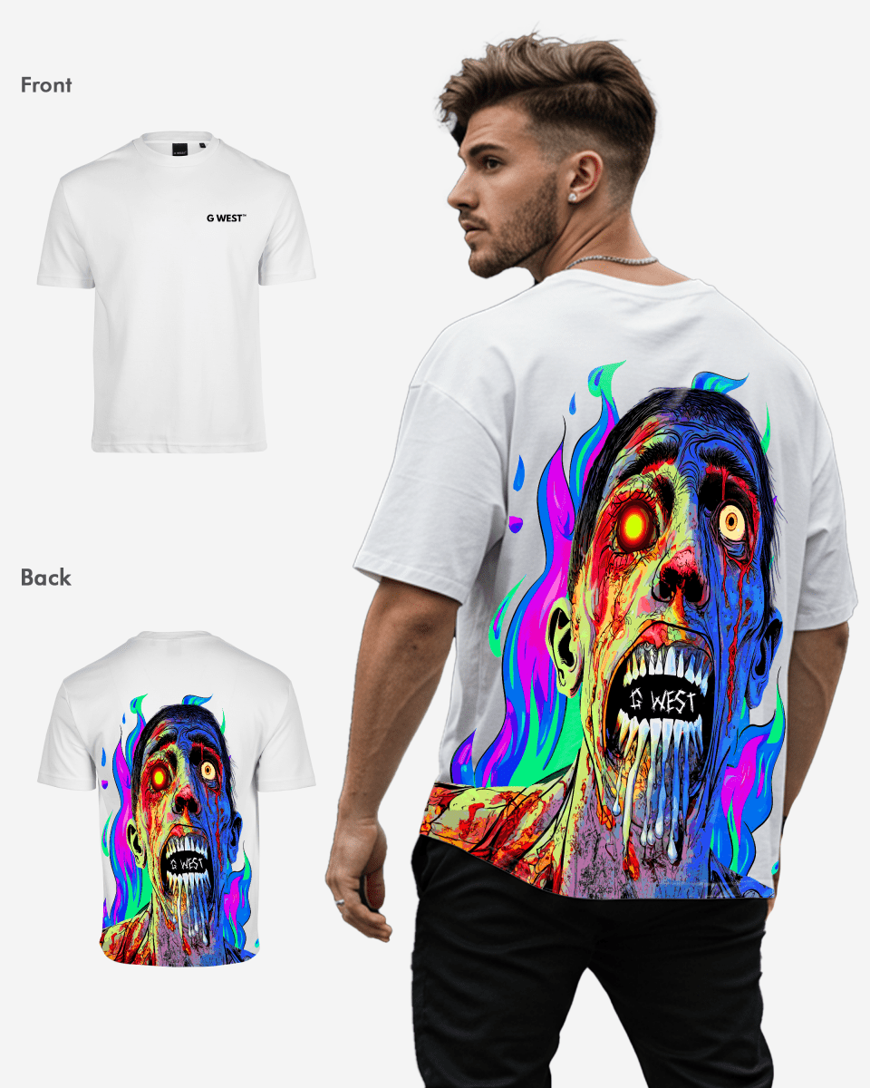 G West Oversized Flaming Zombie Tee - G West