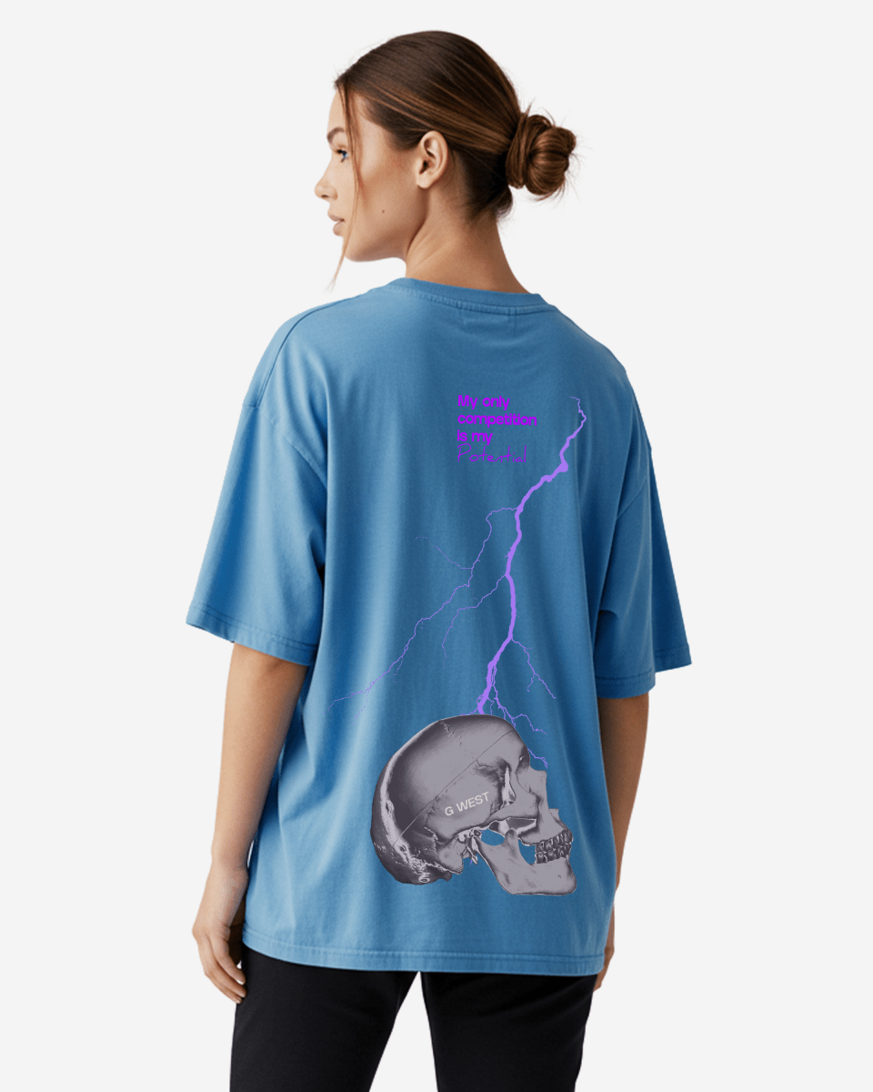 G West Oversized Lighting Skull Tee - Women - G West