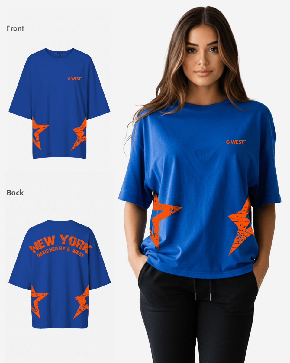 G West Oversized New York Arch Logo With Star Tee - WOMEN - G West