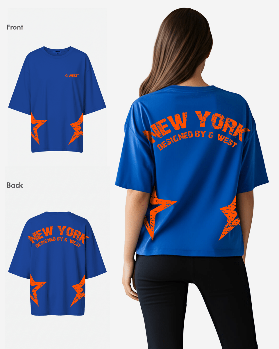 G West Oversized New York Arch Logo With Star Tee - WOMEN - G West