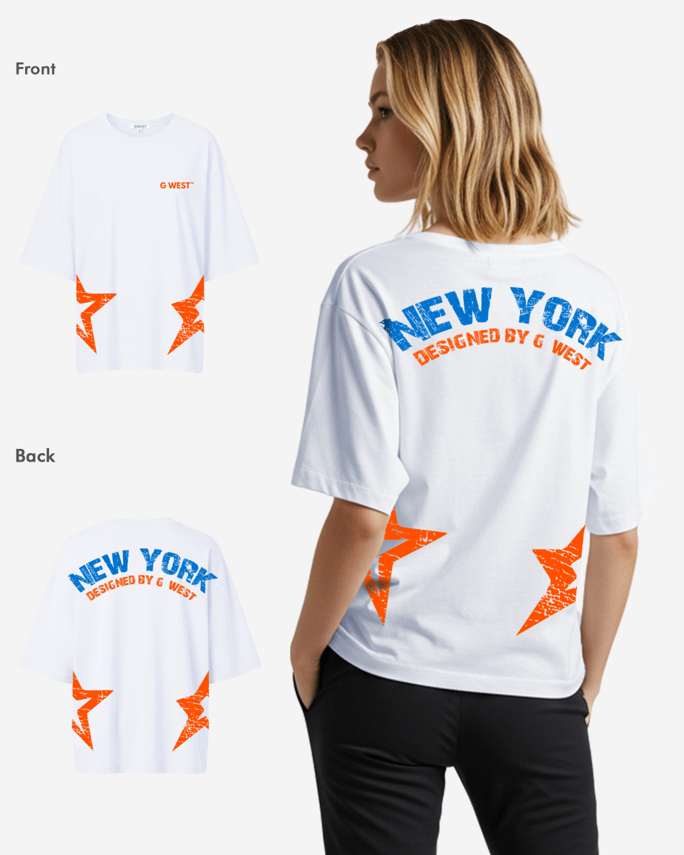 G West Oversized New York Arch Logo With Star Tee - WOMEN - G West