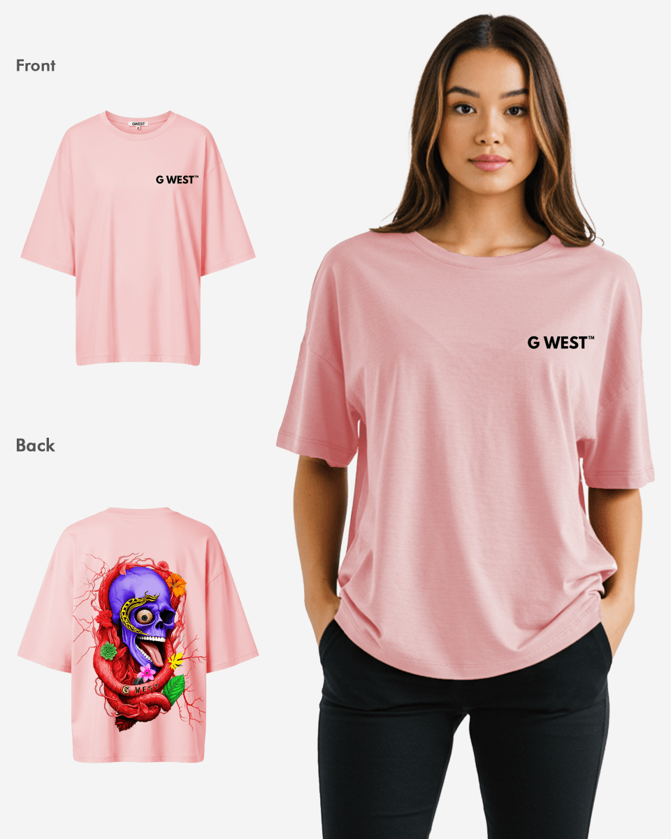 G West Oversized Premium Snake Skull T-Shirt - WOMEN - G West